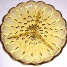 Vintage Topaz Color Depression Pressed Solid  Heavy Glass Peanut Dish - Collecti