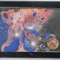 Signed P. LOPEZ Abstract Art Space Exploding Planets Mixed Media Painting #2