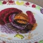 Vintage Thanksgiving Hand-painted Color Porcelain White Turkey Embossed Platter