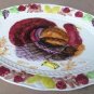 Vintage Thanksgiving Hand-painted Color Porcelain White Turkey Embossed Platter