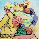 1983 MARTIN NGATIA Women at Clinic Africa Art Painting COA Gallery Watutu KENYA