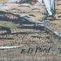 Vintage 1936 Signed Esther Brock Bird Mixed Media Art Pastel Pen & Ink Drawing