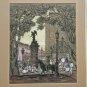 Vintage 1936 Signed Esther Brock Bird Mixed Media Art Pastel Pen & Ink Drawing