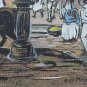 Vintage 1936 Signed Esther Brock Bird Mixed Media Art Pastel Pen & Ink Drawing