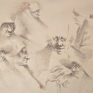 SIGNED William Chadwick Caricature  Figures Drawing Art American Impressionist