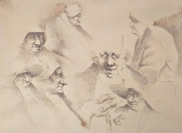 SIGNED William Chadwick Caricature  Figures Drawing Art American Impressionist