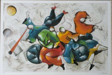 Signed DAVID SCHLUSS - DANCING WITH MUSIC - Artist Proof Serigraph Art Print -