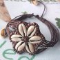 flower themed shell bead bracelet brown