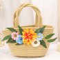 Straw-woven artificial flower bag kit, handmade tote bag