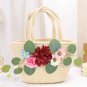 Straw-woven artificial flower bag kit, handmade tote bag
