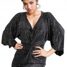 SWANK & CO. Adele Black Twisted Knot Metallic Cocktail Holiday Party Dress NWT