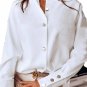 SWANK & CO. Stand Collar Button Down Long Sleeve Shirt White Gold Buttons Cuff