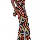 SWANK & CO. Orange Geo Print Wide Leg Pants Matching Set Knitted Party Fashion