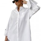 SWANK & CO. Oversized Fashion White Shirt Long Sleeve Button Down Loose Fit
