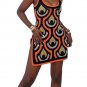 SWANK & CO. Orange Geo Print Bodycon Mini Dress Holiday Party Club Knitted