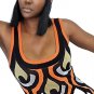 SWANK & CO. Orange Geo Print Bodycon Mini Dress Holiday Party Club Knitted