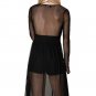 HYFVE Long Sleeve Deep V-Neck Maxi Dress Mesh Insert Shorts Elastic Waist Boho