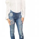 SWANK & CO. White Basic But Chic Crop Button Down Shirt Puff Sleeve Cuff L/S SWANK & CO. White Basic But Chic Crop Button Down Shirt Puff Sleeve Cuff L/S