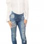 SWANK & CO. White Basic But Chic Crop Button Down Shirt Puff Sleeve Cuff L/S