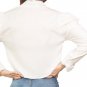SWANK & CO. White Basic But Chic Crop Button Down Shirt Puff Sleeve Cuff L/S