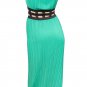 GRACIA Emerald Green Cage Cut Out Maxi Dress Empire Waist Formal Pleated Party