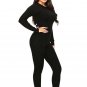 SWANK & CO. Black Cable Knit Crop Sweater Set with Comfort Knit Pants for Cozy