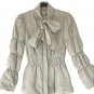 SWANK & CO. Grey Puffy Jacket with Bow Tie Neckline Wool Blend Cinched Waist