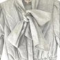 SWANK & CO. Grey Puffy Jacket with Bow Tie Neckline Wool Blend Cinched Waist