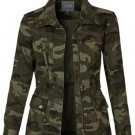 SWANK & CO. Women's Olive Camo Military Anorak Jacket with Drawstring Waist &