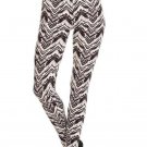 SWANK & CO. Multi-Color Chevron Print Leggings Full Length Knit Elastic Waist