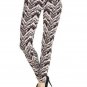 SWANK & CO. Multi-Color Chevron Print Leggings Full Length Knit Elastic Waist