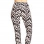 SWANK & CO. Multi-Color Chevron Print Leggings Full Length Knit Elastic Waist