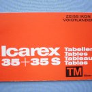 Zeiss ikon icarex 35 original tables instruction Zeiss ikon icarex 35 original tables instruction