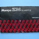 Mamiya zm quartz original instruction manual