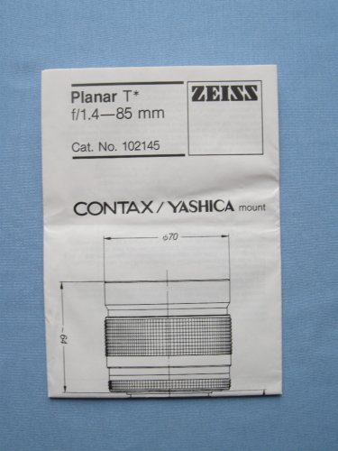 Zeiss planar 1.4 85 original specifications manual
