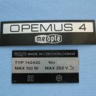 Vintage opemus-4 meopta original aluminium nameplates
