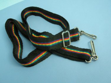 Vintage adjustable camera strap with raimbow colors and security hooks