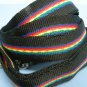 Vintage adjustable camera strap with raimbow colors and security hooks