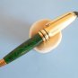 Rare vintage unbranded green-marbled & gold plated mini ballpoint pen 10,3cm no refill