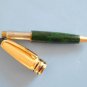 Rare vintage unbranded green-marbled & gold plated mini ballpoint pen 10,3cm no refill