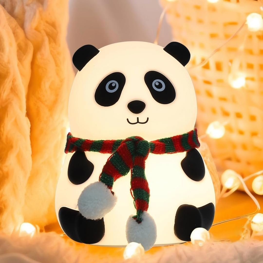 Table Lamp Touch Silicone Panda Light Night Lamp  (10 cm, White)