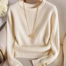 Airaco Elegant Round Neck Knit T-Shirt, Minimalist Fashion Knit Top, Autumn/Winter
