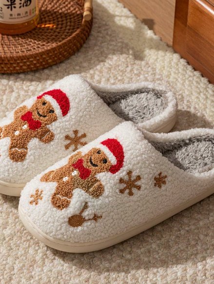 Cute Christmas Gingerbread Man Winter Women's Indoor Slippers