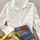 Women's Heart Button Design Niche Love Print Shirt