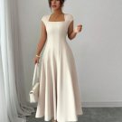 Elenzga Womens Elegant Solid Color Square Neck Waist