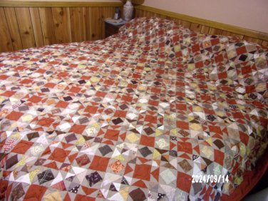 Rust & Brown King Size Quilt measures 102x102 inches