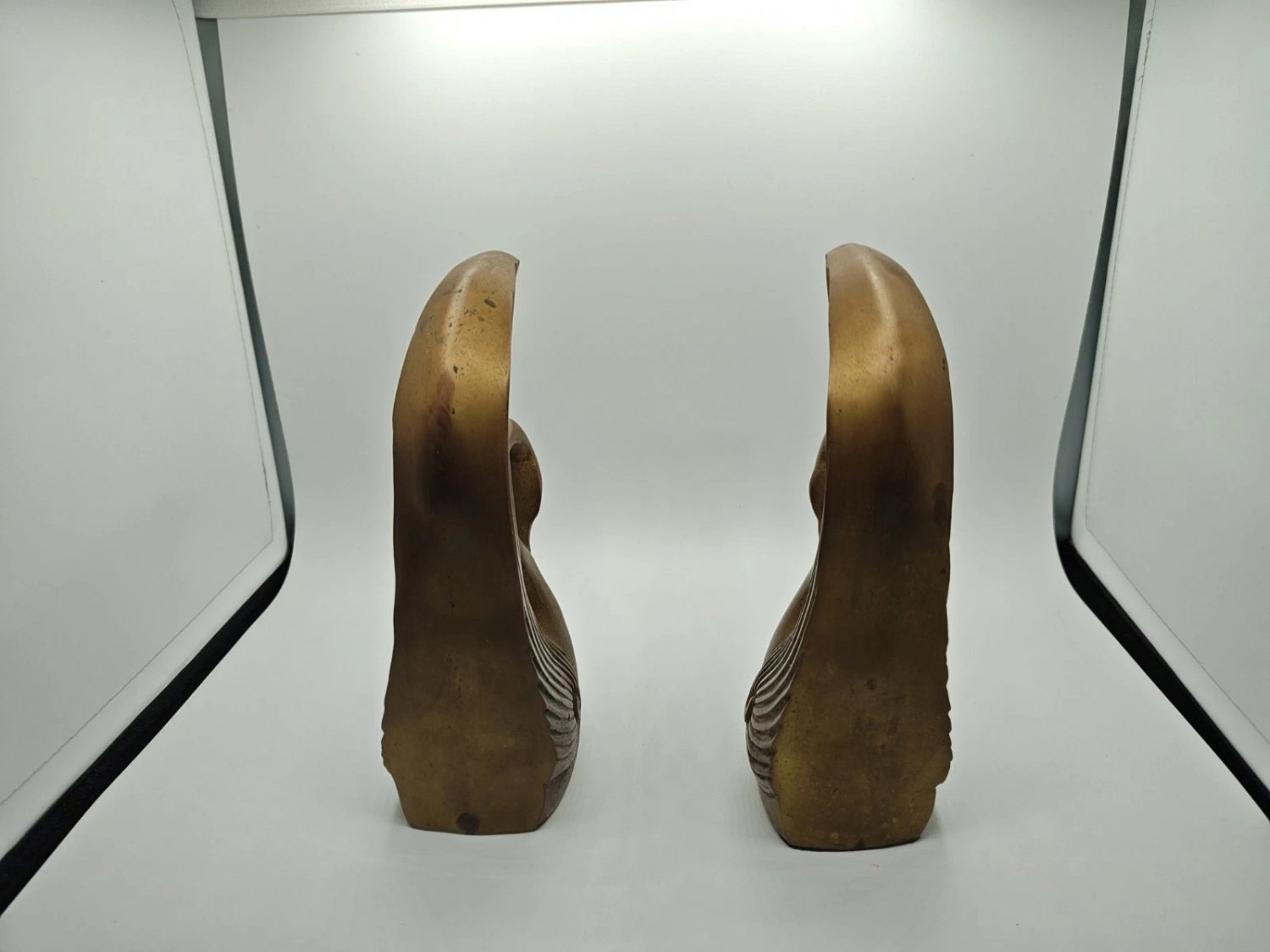 Imperial Swans Brown Drip Glaze Retro Figurines Shelf Decor Boho MCM Pair