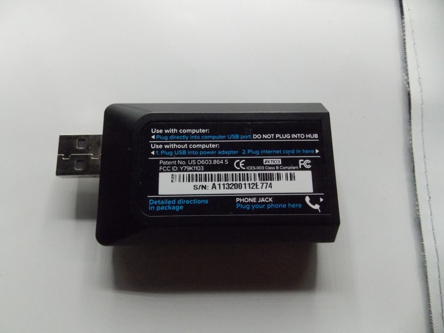 Magic Jack Go K1103 - Black - UNIT DONGLE ONLY Used Magicjack