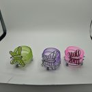 Multi Color Glass TEALIGHT HOLDER in METAL SWIRL ACCENT w/ GLASS FLOWER
