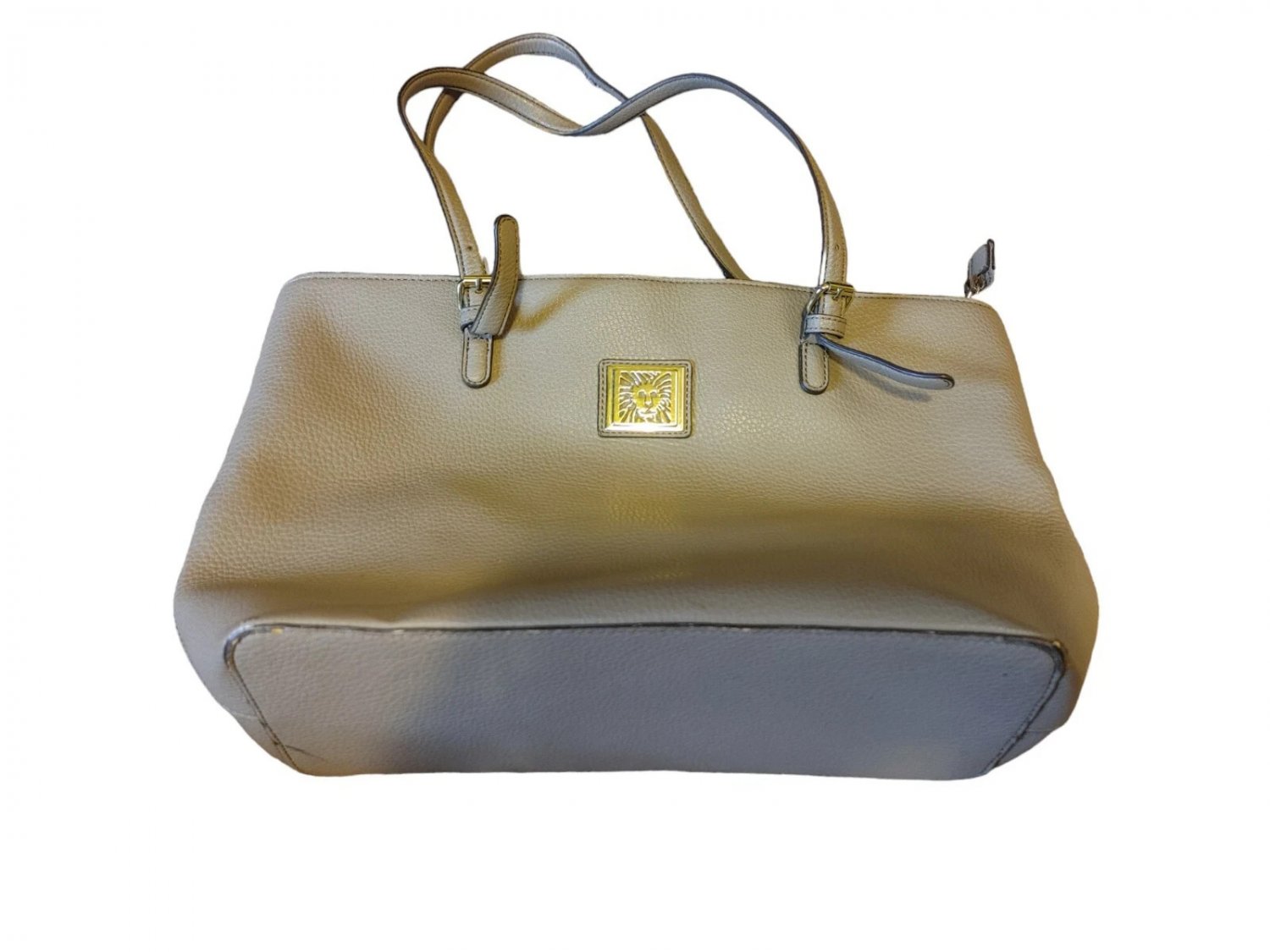 Anne Klein Purse Womens Shoulder Tote Pale Beige Pebbled Faux Leather Lined Bag